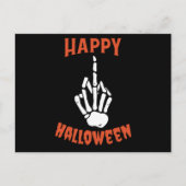 Skeleton Middle Finger Happy Halloween Postkarte (Vorderseite)
