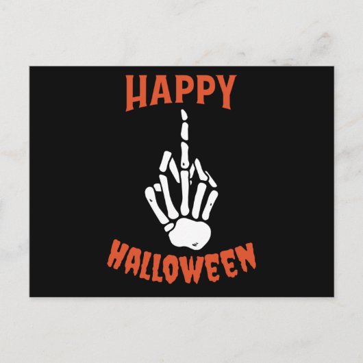 Skeleton Middle Finger Happy Halloween Postkarte (Vorderseite)