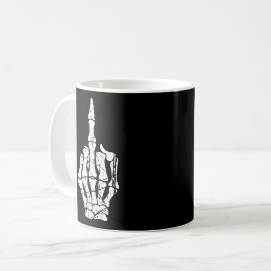 Skeleton Middle Finger Kaffeetasse (Vorderseite Links)