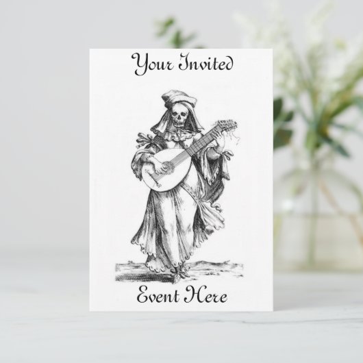 Skeleton Minstrel Einladung (Stehend Vorderseite)