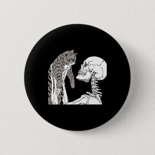 Skeleton mit einem katzenartigen Halloween-Kostüm Button