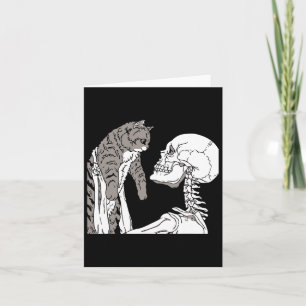 Skeleton mit einem katzenartigen Halloween-Kostüm Karte