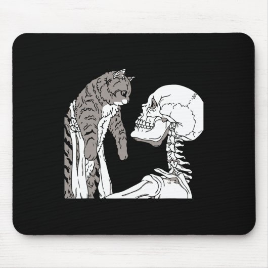 Skeleton mit einem katzenartigen Halloween-Kostüm Mousepad (Vorne)