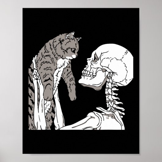 Skeleton mit einem katzenartigen Halloween-Kostüm Poster (Vorne)