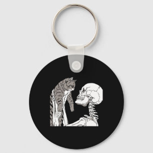 Skeleton mit einem katzenartigen Halloween-Kostüm  Schlüsselanhänger