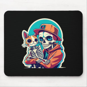 Skeleton mit einem katzenartigen Shirt, ein katzen Mousepad