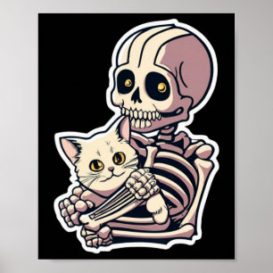 Skeleton mit einem katzenartigen Shirt, ein katzen Poster