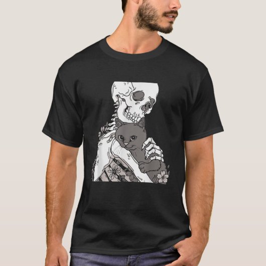 Skeleton mit einem katzenartigen Shirt, ein katzen T-Shirt (Vorderseite)