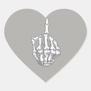 Skeleton Mittelfinger-Aufkleber Herz-Aufkleber