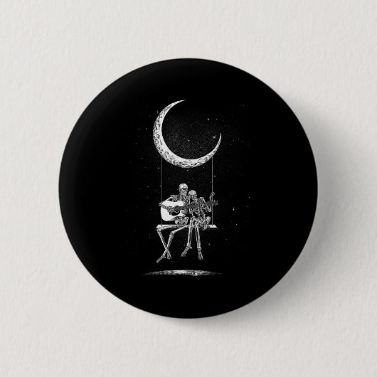 Skeleton Moon Band T-Shirts - Rock and Roll Konzer Button (Vorderseite)