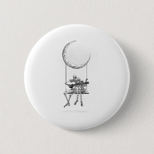 Skeleton Moon Band T-Shirts - Rock and Roll Konzer Button (Vorderseite)
