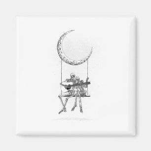 Skeleton Moon Band T-Shirts - Rock and Roll Konzer Magnet