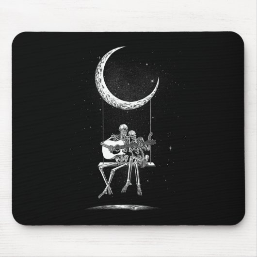 Skeleton Moon Band T-Shirts - Rock and Roll Konzer Mousepad (Vorne)