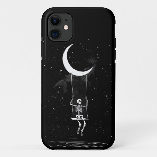 Skeleton Moon Spooky Halloween Case-Mate iPhone Hülle (Rückseite)
