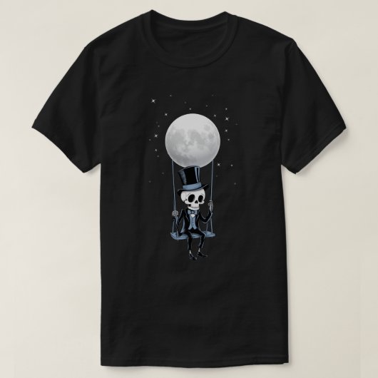 Skeleton Moon Swing Rock and Roll Band Graphic Gif T-Shirt (Design vorne)