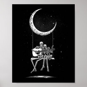 Skeleton Moon und T-Shirts - Rock and Roll Concept Poster