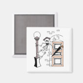 Skeleton Movie Star Celebrity Singing w/Umbrella Magnet (Vorderseite/Rückseite)