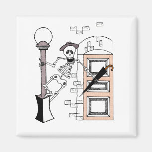 Skeleton Movie Star Celebrity Singing w/Umbrella Magnet