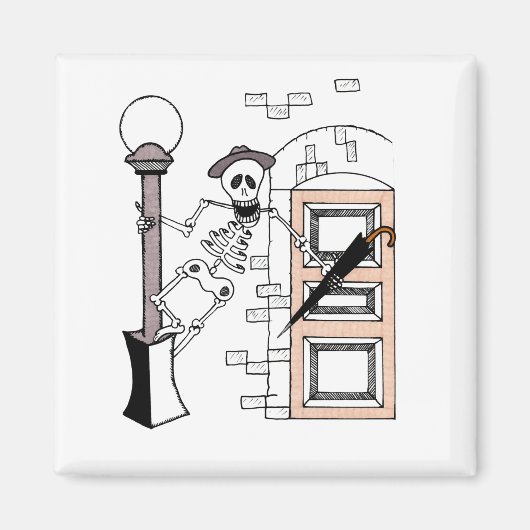 Skeleton Movie Star Celebrity Singing w/Umbrella Magnet (Vorne)