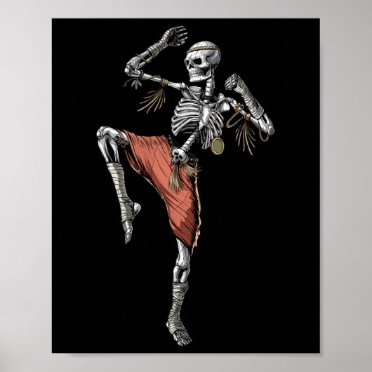 Skeleton Muay Thai Boxing Karate Kickboxing Martia Poster (Vorne)