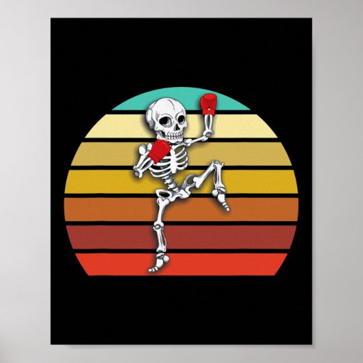 Skeleton Muay Thai Halloween Kickboxen Mma Poster (Vorne)