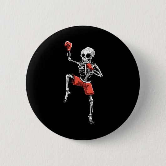 Skeleton Muay Thai Halloween Kickboxing Mixed Mart Button (Vorderseite)