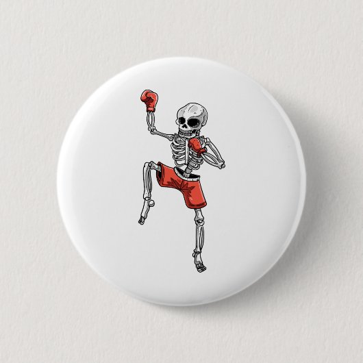 Skeleton Muay Thai Halloween Kickboxing Mixed Mart Button (Vorderseite)