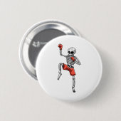 Skeleton Muay Thai Halloween Kickboxing Mixed Mart Button (Vorne & Hinten)