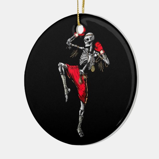 Skeleton Muay Thai Halloween Kickboxing MIXED MART Keramik Ornament (Links)