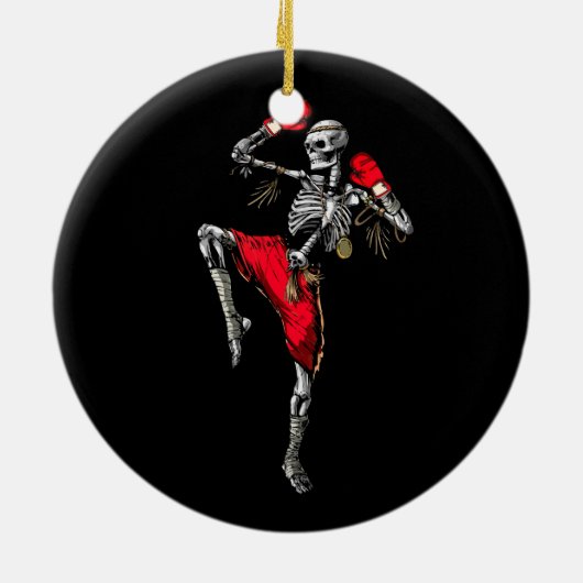 Skeleton Muay Thai Halloween Kickboxing MIXED MART Keramik Ornament (Hinten)