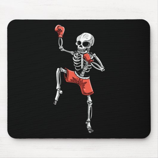 Skeleton Muay Thai Halloween Kickboxing Mixed Mart Mousepad (Vorne)
