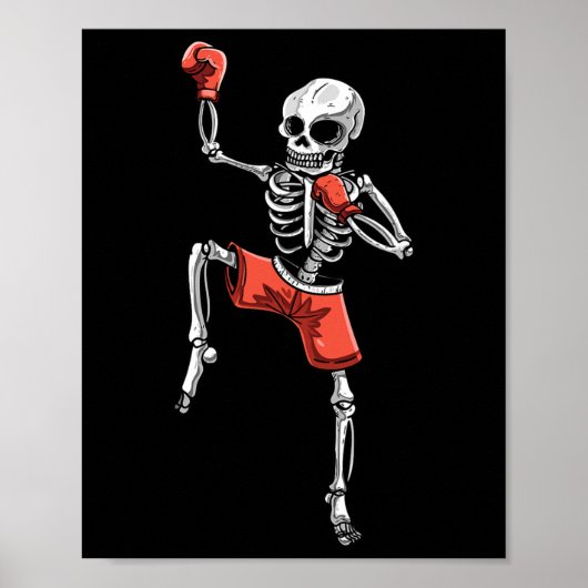 Skeleton Muay Thai Halloween Kickboxing Mixed Mart Poster (Vorne)