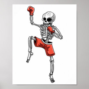 Skeleton Muay Thai Halloween Kickboxing Mixed Mart Poster