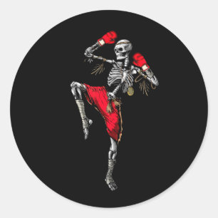 Skeleton Muay Thai Halloween Kickboxing MIXED MART Runder Aufkleber