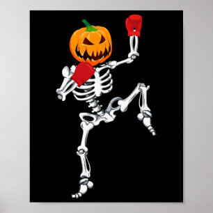 Skeleton Muay Thai Halloween-Kürbis-Kickboxen Mm Poster