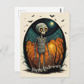 Skeleton Mummy Halloween Postkarte (Vorne/Hinten)