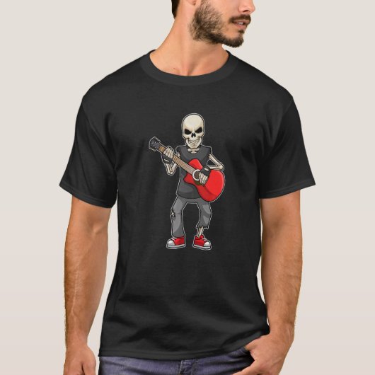 Skeleton Musician Gitarre T-Shirt (Vorderseite)
