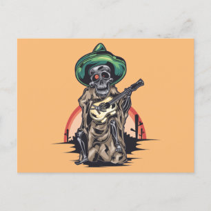 Skeleton Musician Halloween Feiertagspostkarte