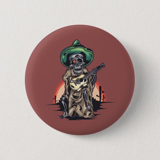 Skeleton Musician Mexican Button (Vorderseite)