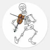 Skeleton Musician String Player Violin Fiddle Runder Aufkleber (Vorderseite)