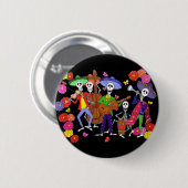 Skeleton Musicians Mariachi Band Gitarre Violin + Button (Vorne & Hinten)