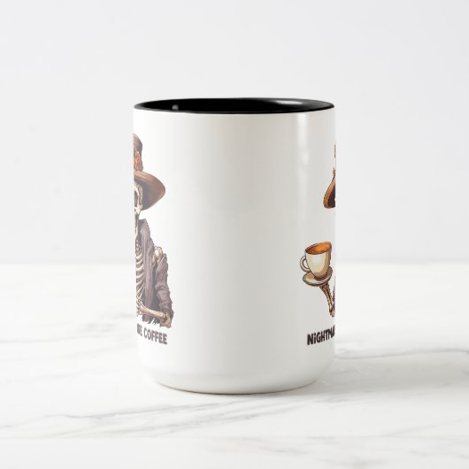 Skeleton Nightmare vor einer Kaffeetasse gruselig (Mittel)