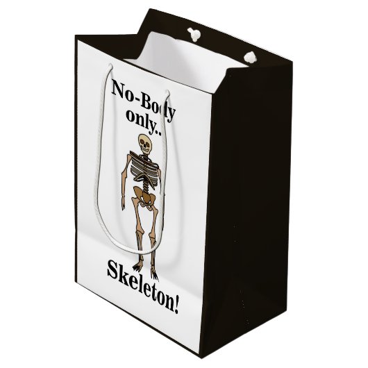 Skeleton No-Body Funny Mittlere Geschenktüte (Vorderseite Schrägansicht)