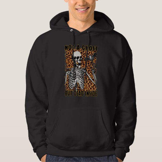 Skeleton Not A Ghost But Dead Inside Skull Leopard Hoodie (Vorderseite)