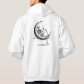 Skeleton on the Moon with Coffee – Gothic Night  Hoodie (Rückseite)