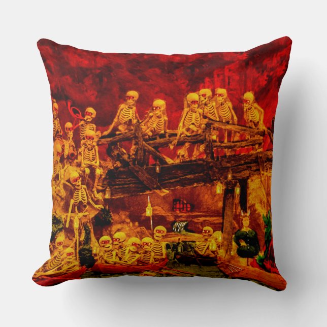 Skeleton Party in Helltown glückliches Halloween Kissen (Vorderseite)