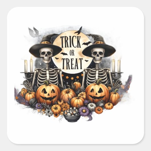 Skeleton Party Quadratischer Aufkleber (Vorderseite)