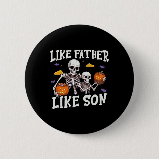 Skeleton Pater Son Matching Halloween-Kostüm Button (Vorderseite)