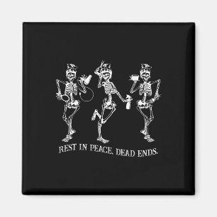Skeleton Peace Dead Ends Fairstylist Halloween Magnet