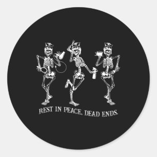 Skeleton Peace Dead Ends Fairstylist Halloween Runder Aufkleber